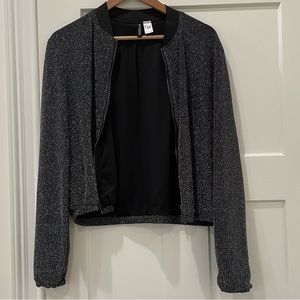 H&M glitter bomber jacket, cropped, size 8 (M)
